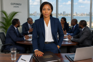 Cette image ne montre pas une dirigeante ordinaire. Elle montre la dirigeante APRÈS le coaching exécutif. Elle tient la table. Elle pose sa main sur les « DÉCISIONS CRITIQUES » sans trembler. Elle regarde son CODIR avec une posture qui impose le respect. Le coaching exécutif n’est pas de la thérapie douce. C’est le passage de la pression subie à l’autorité maîtrisée. De la perte d’influence à la maîtrise totale dans un environnement africain complexe. Voici le résultat concret que vous obtiendrez en 90 jours : clarté, solidité et impact durable. Vous voulez passer de l’autre côté de l’image ? Réservez votre consultation confidentielle.